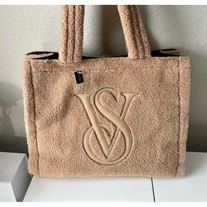 Victory Secret plush, beige tote bag